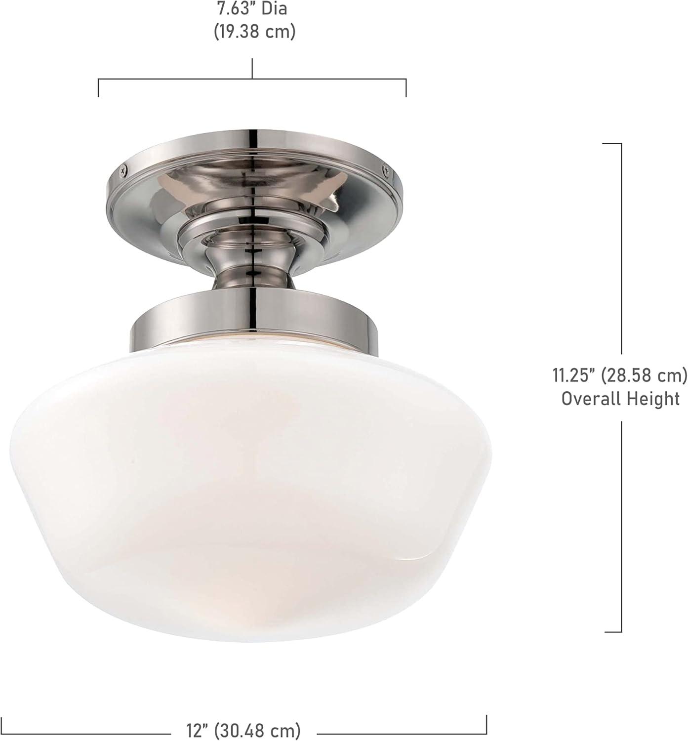 Elegant Opal Glass Bowl Ceiling Light in Polished Nickel