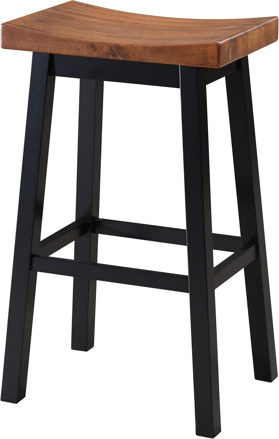 LuXeo LuXeo Lakewood Solid Wood Saddle Barstool (Set of 2)