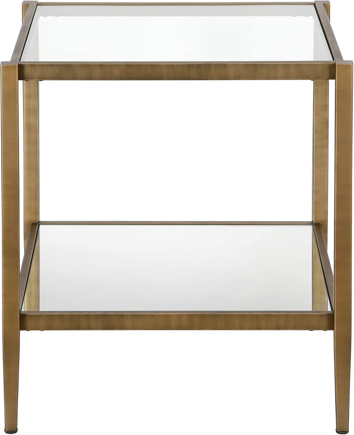 Evelyn&Zoe 20" Brass Metal/Glass Side Table