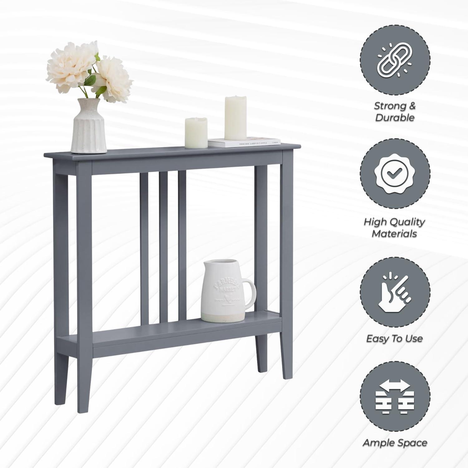 Kings Brand Furniture - Balfour Narrow Console Table with Shelves for Entryway, Hallway, Living Room, or Foyer (Red)