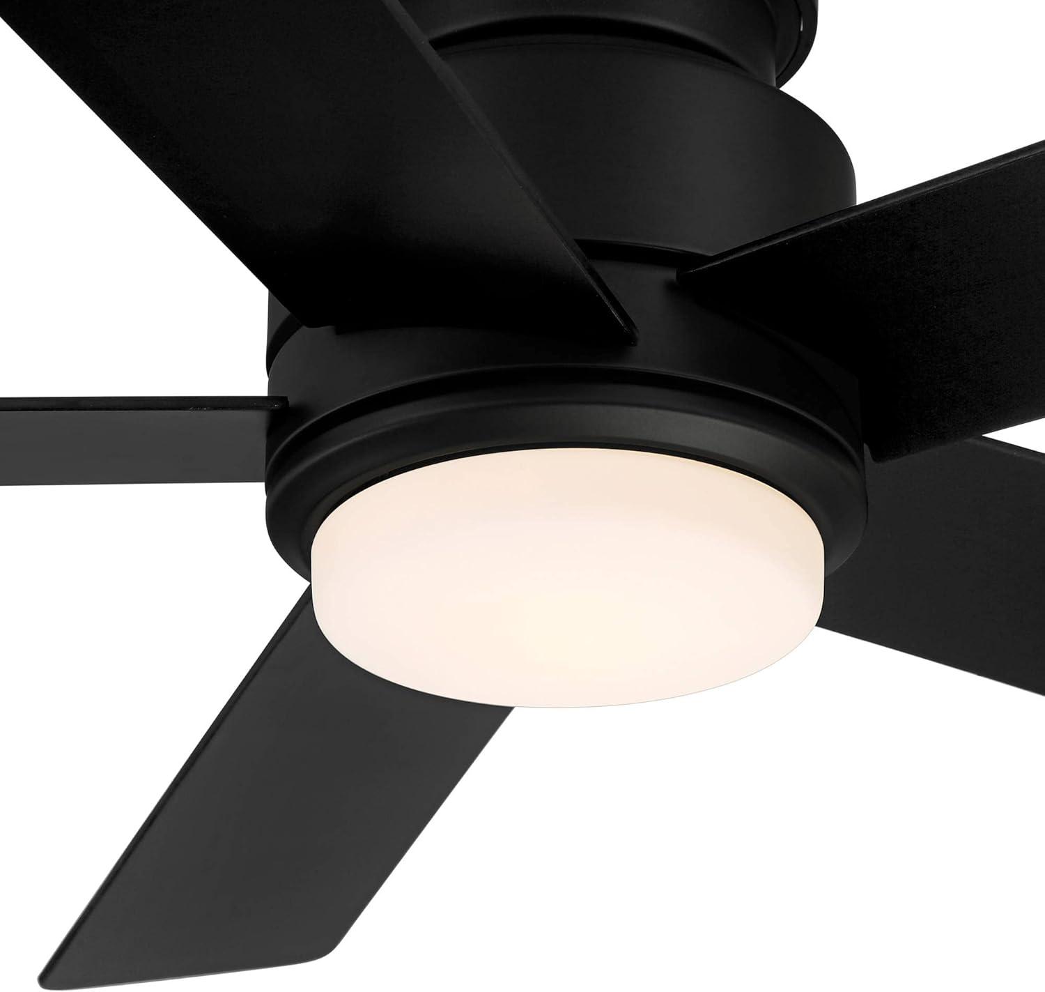 52" Casa Vieja Modern Outdoor Hugger Ceiling Fan with Dimmable LED Light Remote Control Matte Black Damp Rated for Patio Exterior