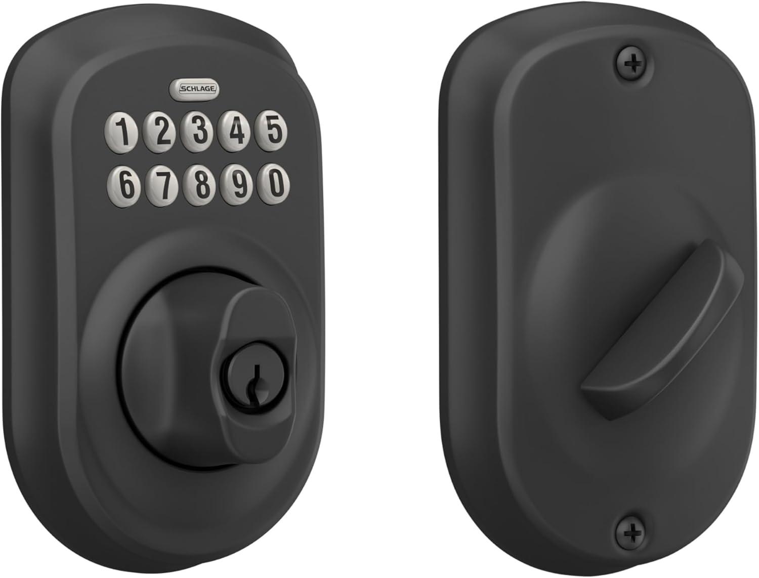 Schlage BE365 PLY 622 Keypad Electronic Deadbolt, Matte Black