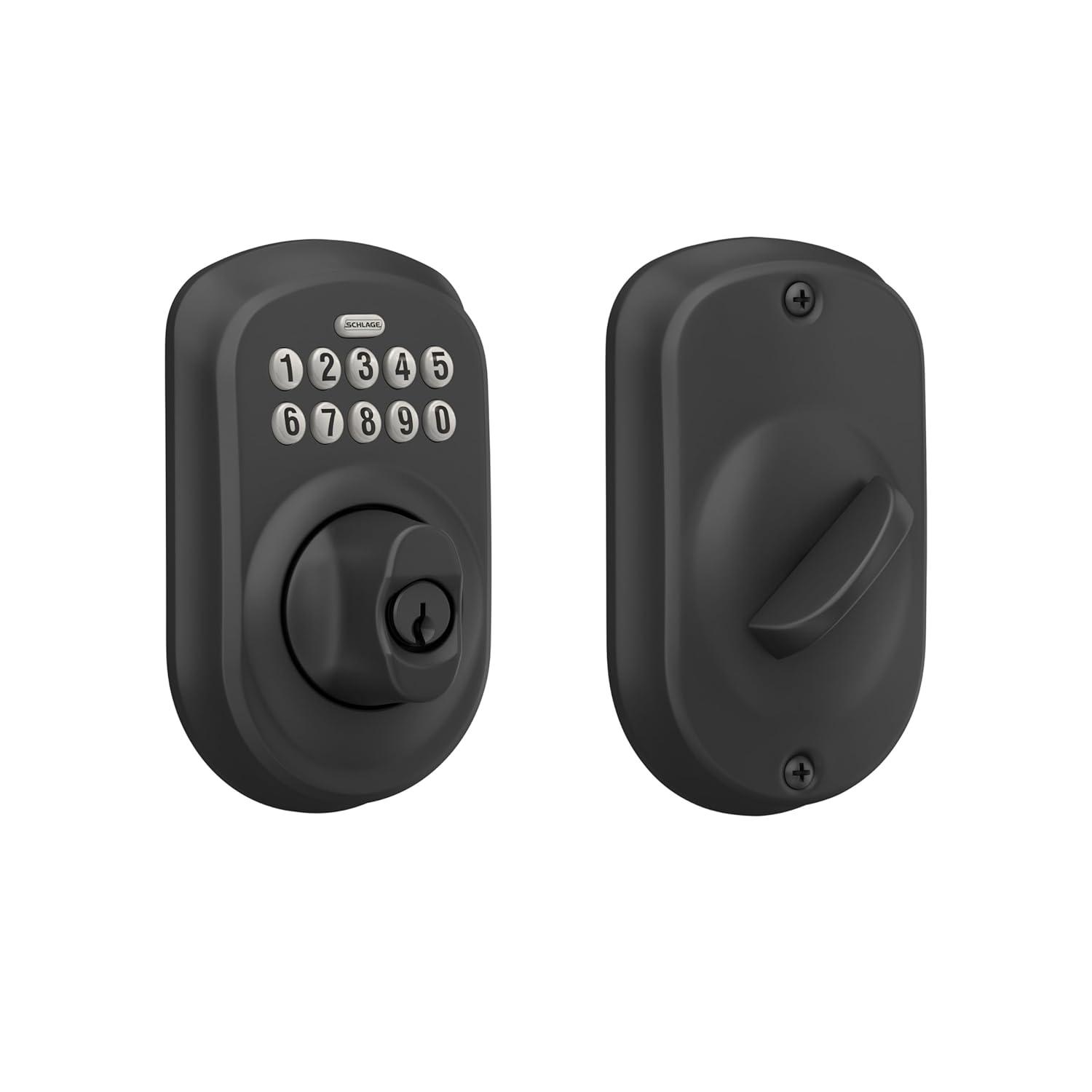 Schlage BE365 PLY 622 Keypad Electronic Deadbolt, Matte Black