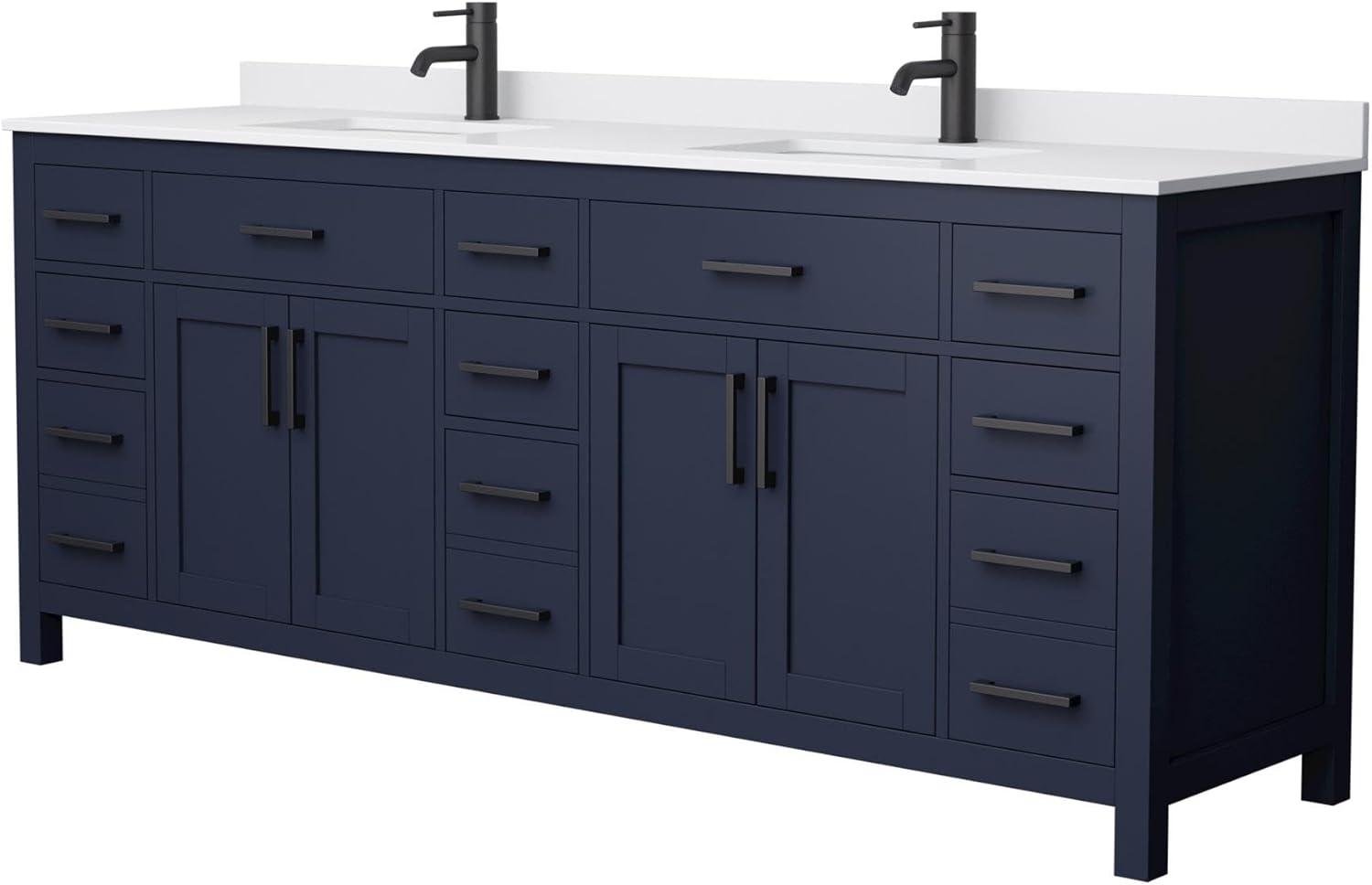 Beckett 84" Freestanding Double Bathroom Vanity with Cultured Marble Top