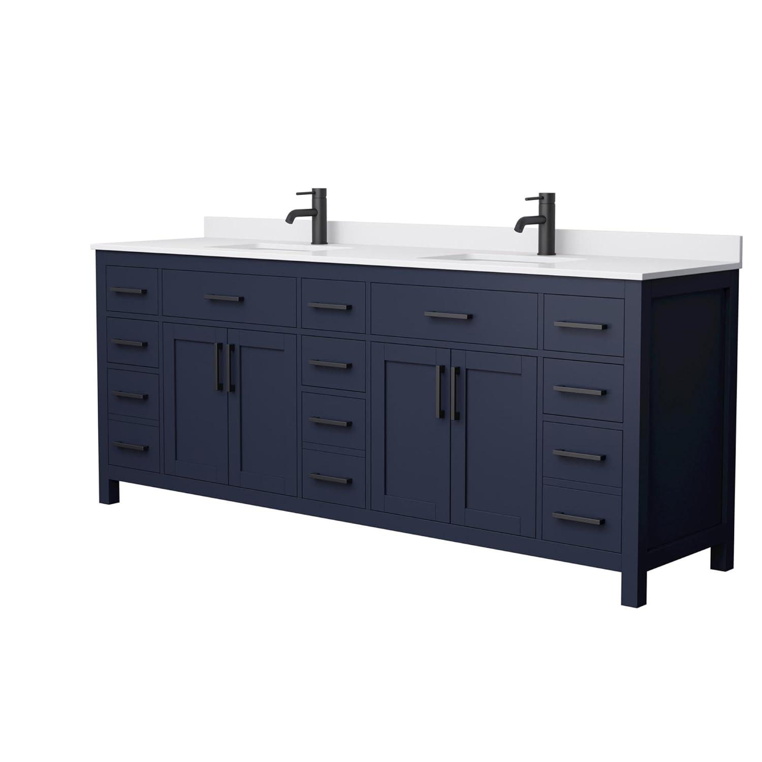 Wyndham Collection Beckett 84" Freestanding Double Bathroom Vanity with Cultured Marble Top