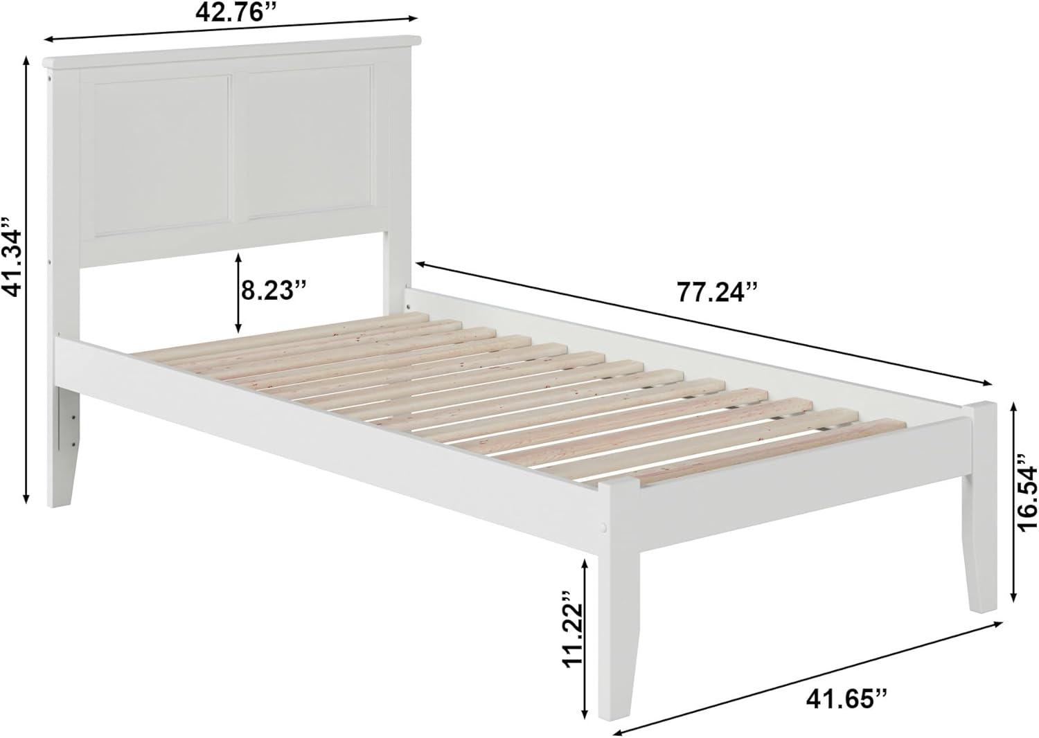 AFI Furnishings Madison Twin Platform Bed with Open Footboard and Turbo Charger in White