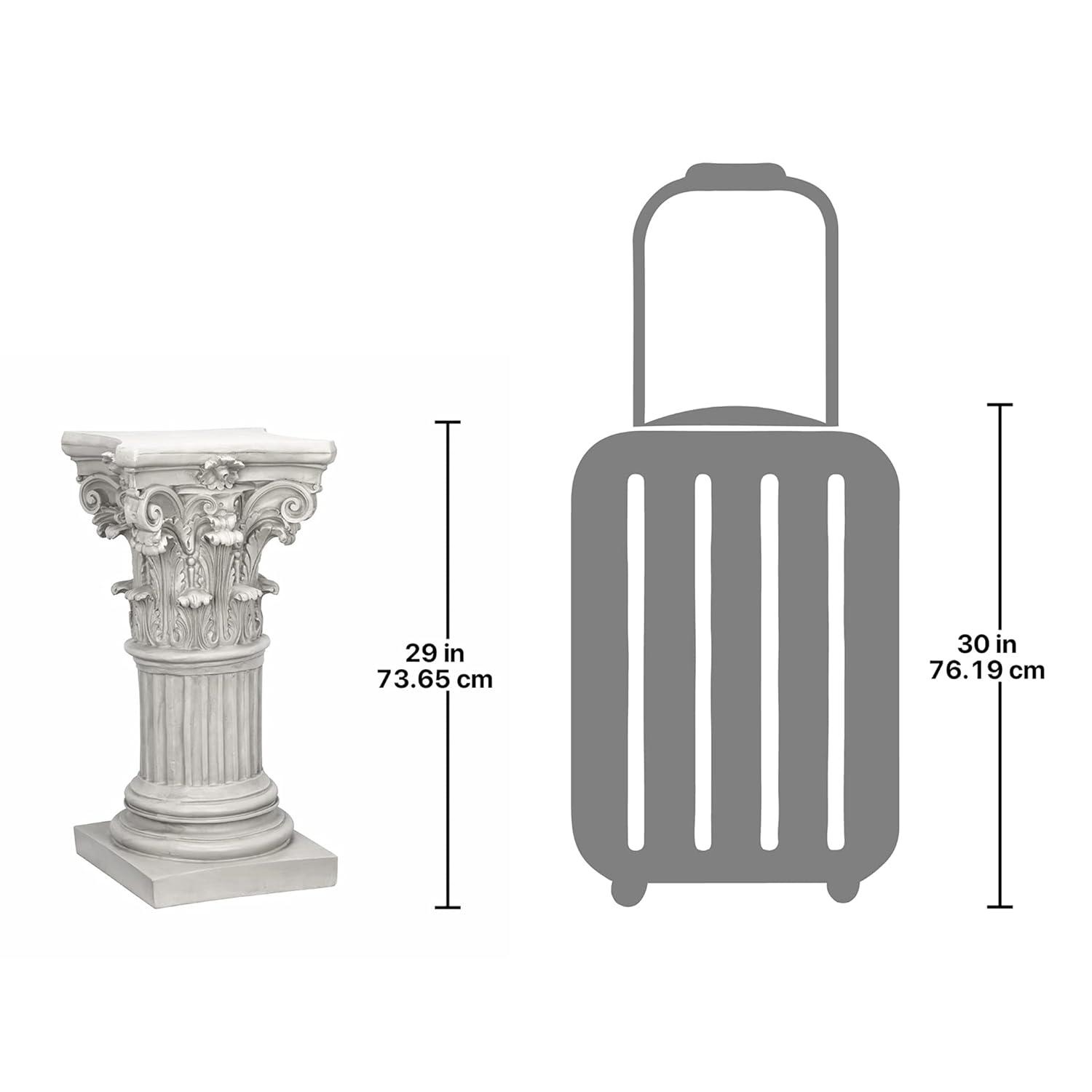Design Toscano Corinthian Pedestal Column Plant Stand, Medium 29 Inch Tall, Cast Stone Resin, Antique Stone Finish