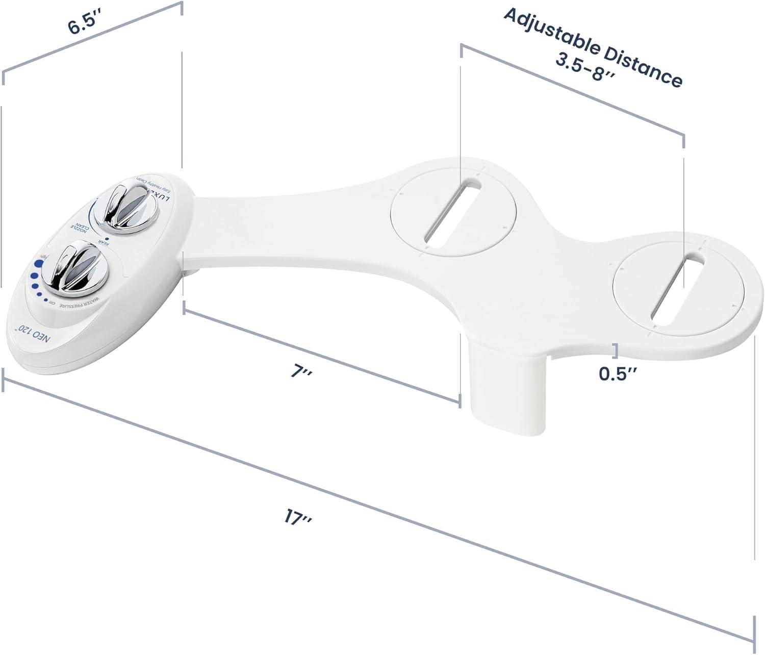 NEO 120 Mechanical Bidet Attachment White - LUXE Bidet: Hygienic Wash, Easy Install, Non-Electric, Ceramic Core