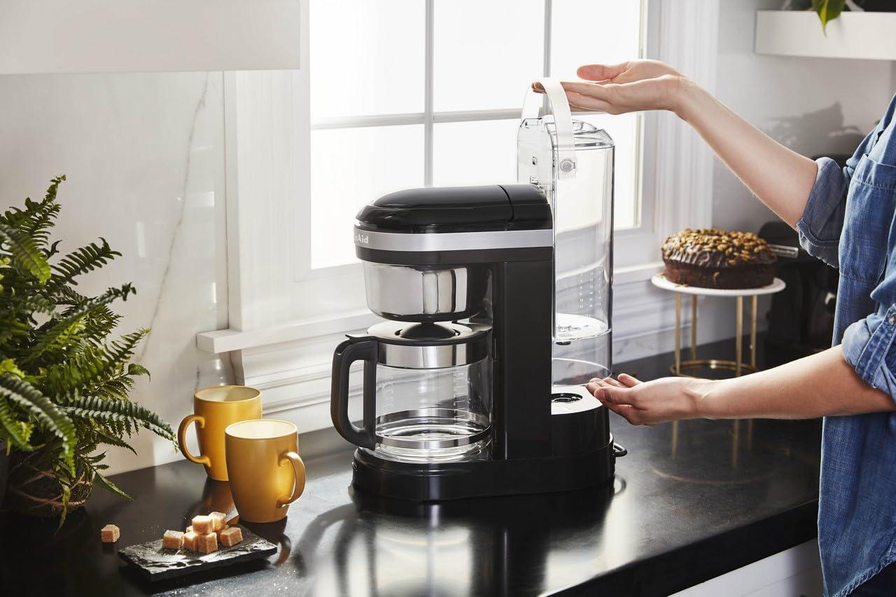 KitchenAid 12 Cup Drip Coffee Maker with Spiral Showerhead and Programmable Warming Plate, Onyx Black, KCM1209