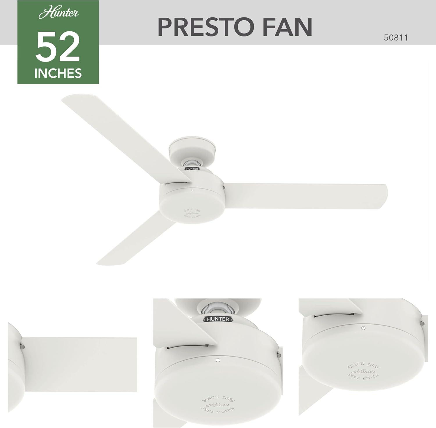 52" Matte White 3-Blade Ceiling Fan with Wall Control