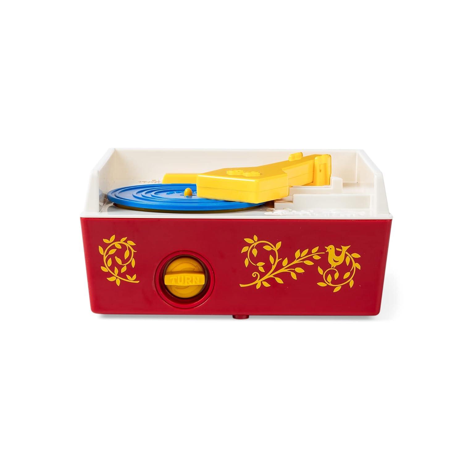 Schylling Fisher Price Classic Toys - Retro Music Box Record Player, Ages 18 Months and Up, Blue/Yellow/White