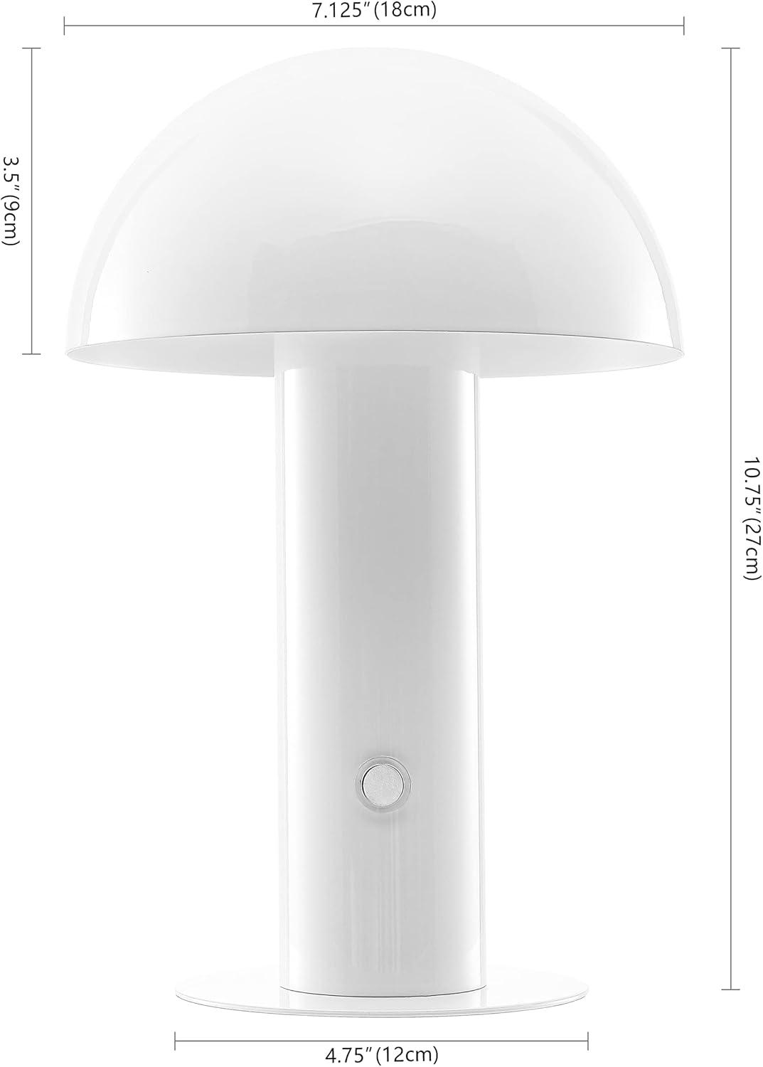 JONATHAN Y JYL7115B Boletus 10.75" Contemporary Bohemian Rechargeable/Cordless Iron Integrated Portable LED Mushroom Table Lamp, Modern, Coastal for living room, dinning room, bedroom, White