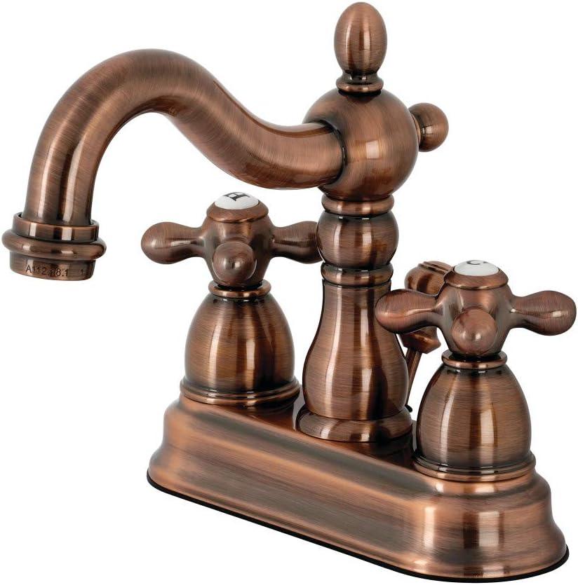 Kingston Brass Heritage Two-Handle 3-Hole Deck Mount 4" Centerset Bathroom Faucet with Plastic Pop-Up