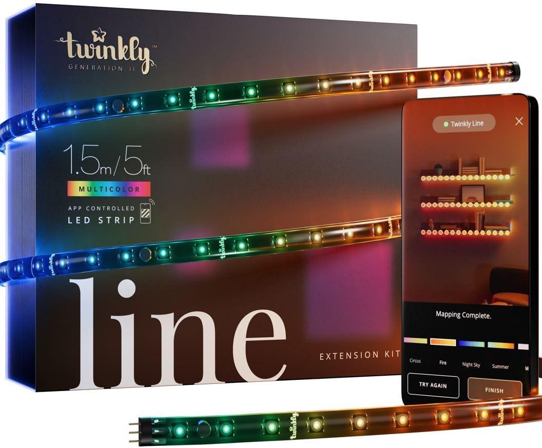 Twinkly Twinkly 5 Ft Adhesive Magnetic Multicolor Indoor Line Light Strip Extension Kit
