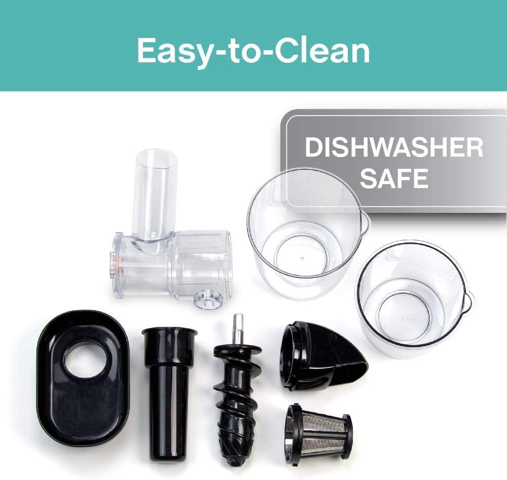 West Bend Juicer Cold Press Masticating Extractor Machine Features Quiet Motor Anti-Clog Reverse Function Nutrient Preserving For Juicing Fruits Vegetables and All Greens, 150-Watts, Red