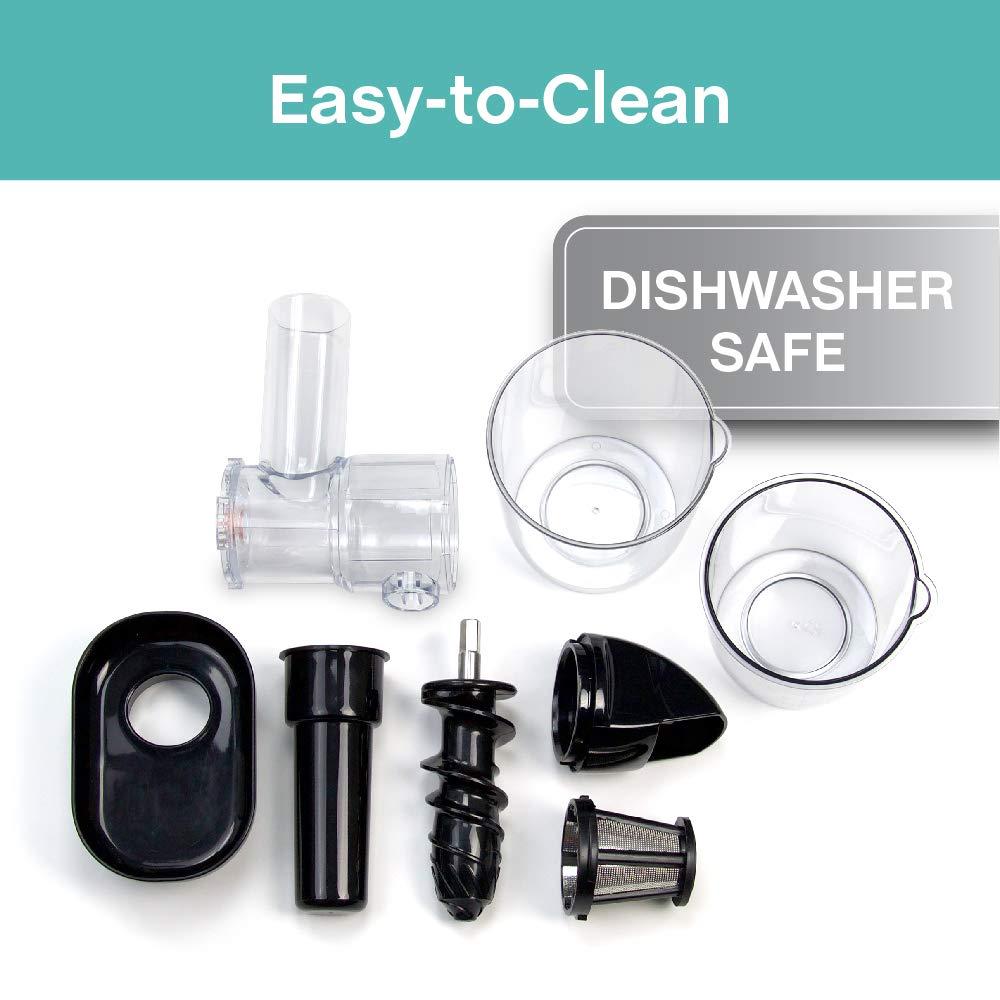 West Bend Juicer Cold Press Masticating Extractor Machine Features Quiet Motor Anti-Clog Reverse Function Nutrient Preserving For Juicing Fruits Vegetables and All Greens, 150-Watts, Red