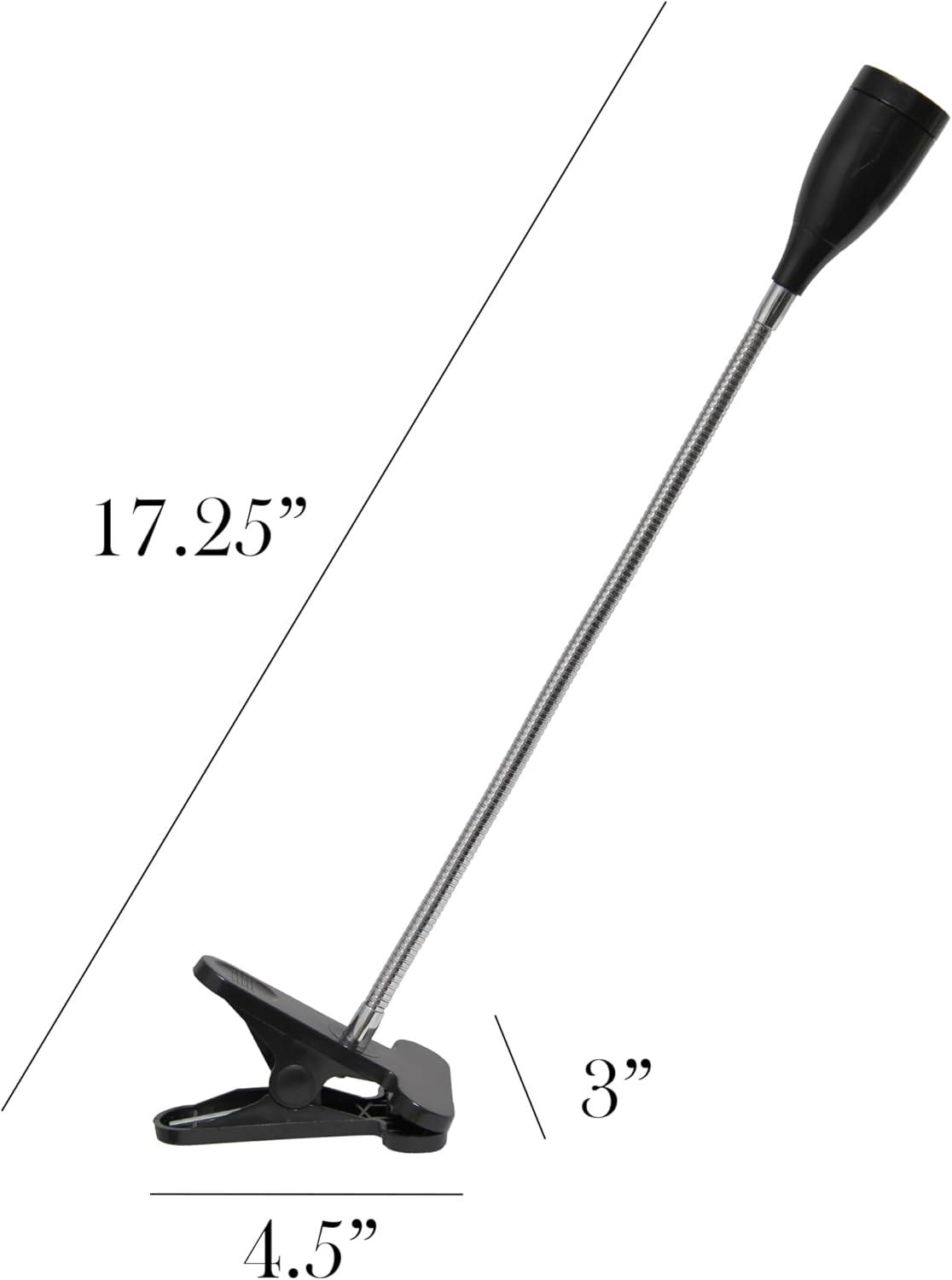 Simple Designs LD2005-BLK Flexible Gooseneck LED Clip Light Desk Lamp, Black