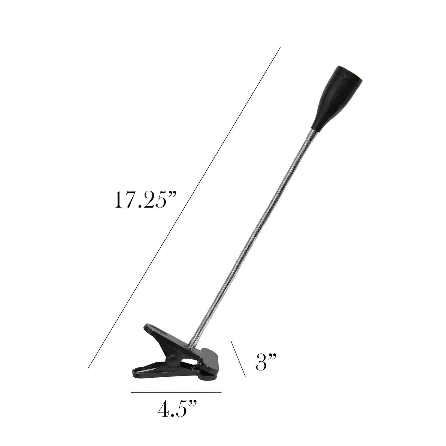 Simple Designs LD2005-BLK Flexible Gooseneck LED Clip Light Desk Lamp, Black