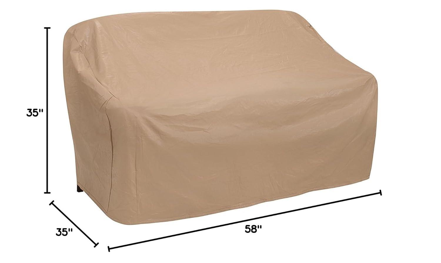 Tan Weather-Resistant Vinyl Outdoor 2-Seat Wicker Sofa Cover