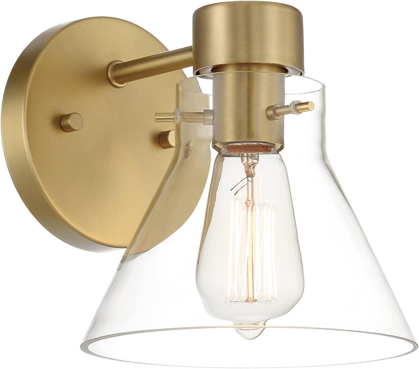 Willow Creek 7.5 inch Brushed Gold Wall Sconce with Clear Glass Shade