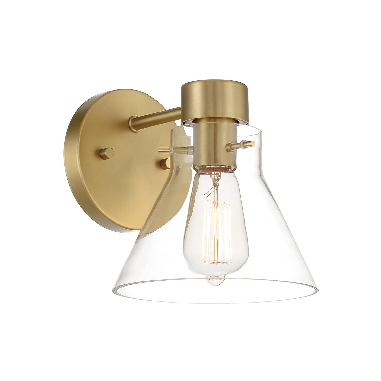 Willow Creek 7.5 inch Brushed Gold Wall Sconce with Clear Glass Shade