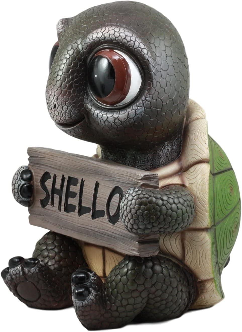 Large Painted Resin Baby Turtle Welcome Sign Statue