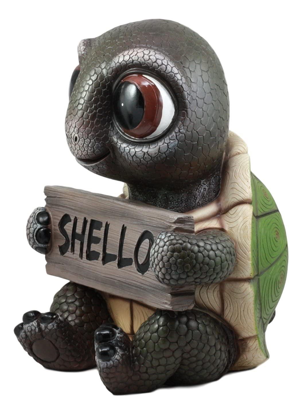 Large Painted Resin Baby Turtle Welcome Sign Statue