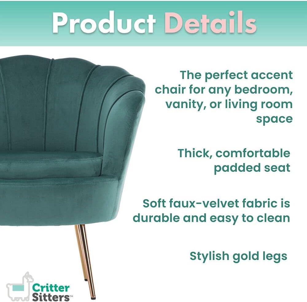 Critter Sitters Wingback Accent Chair with Pillow Faux Velvet with Wooden Legs , Pink