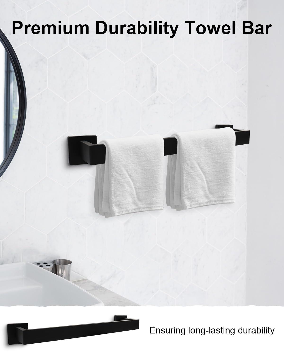 5-Pieces Matte Black Bathroom Hardware Accessories Set, SUS304 S...