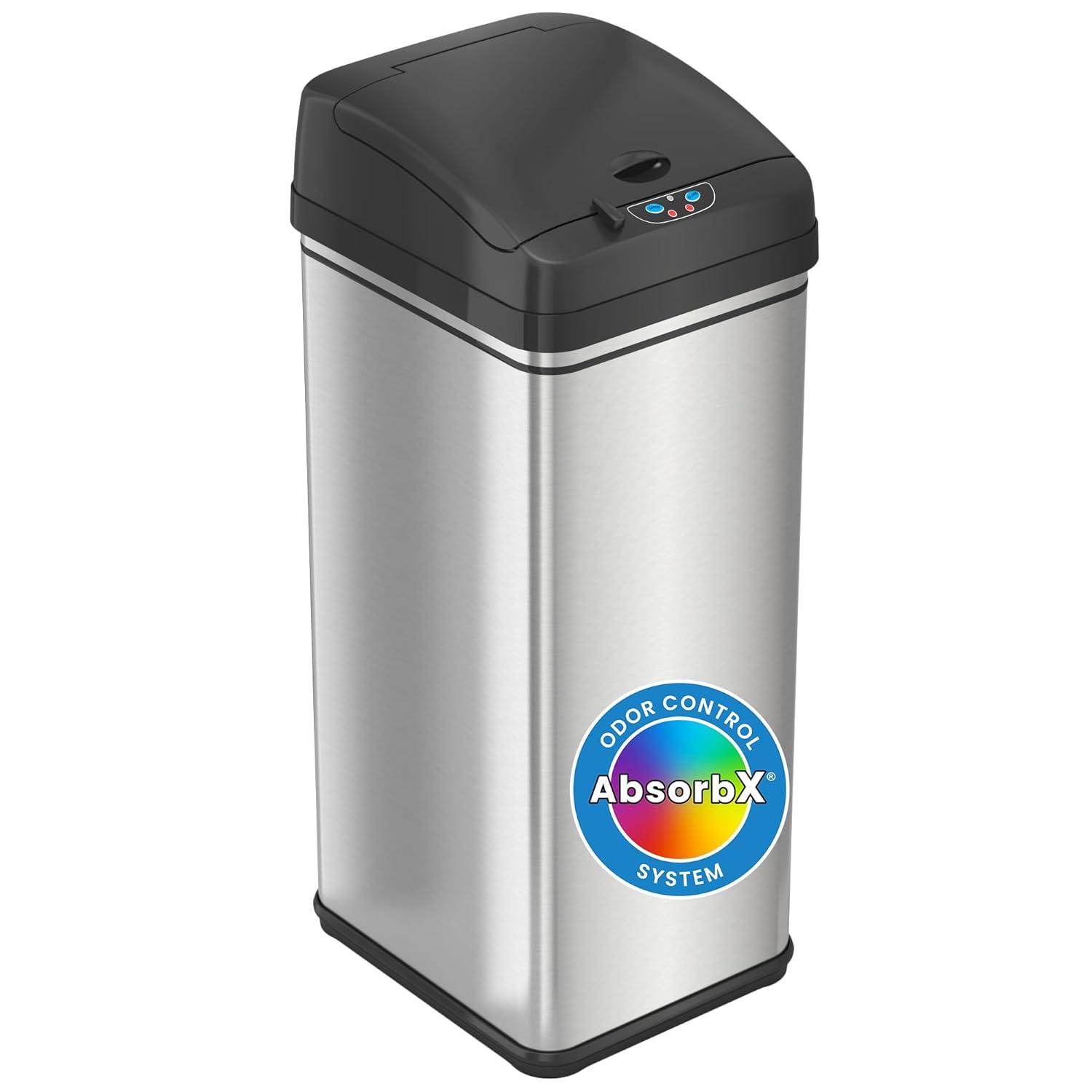 iTouchless Acute Touchless Stainless Steel 13 Gallon Motion Sensor Trash Can