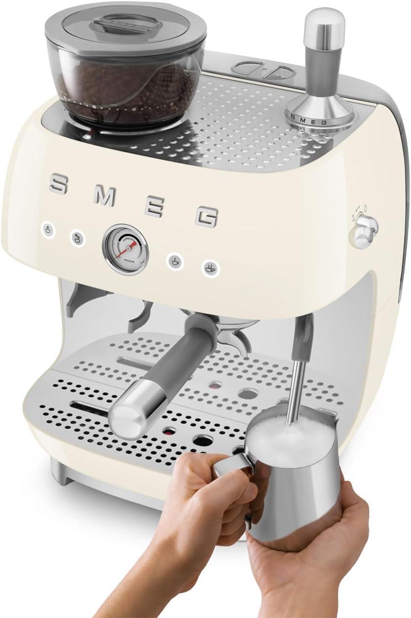 SMEG Cream Semi-Automatic Coffee and Espresso Machine with Milk Frother