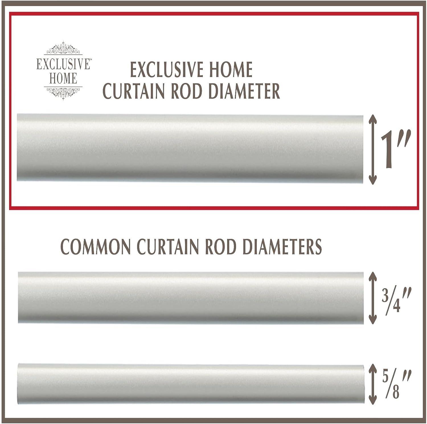 Exclusive Home 66"-120" White Mosaic Curtain Rod - Matte Silver: Adjustable Iron Rod, Ball Finial, 25lb Capacity