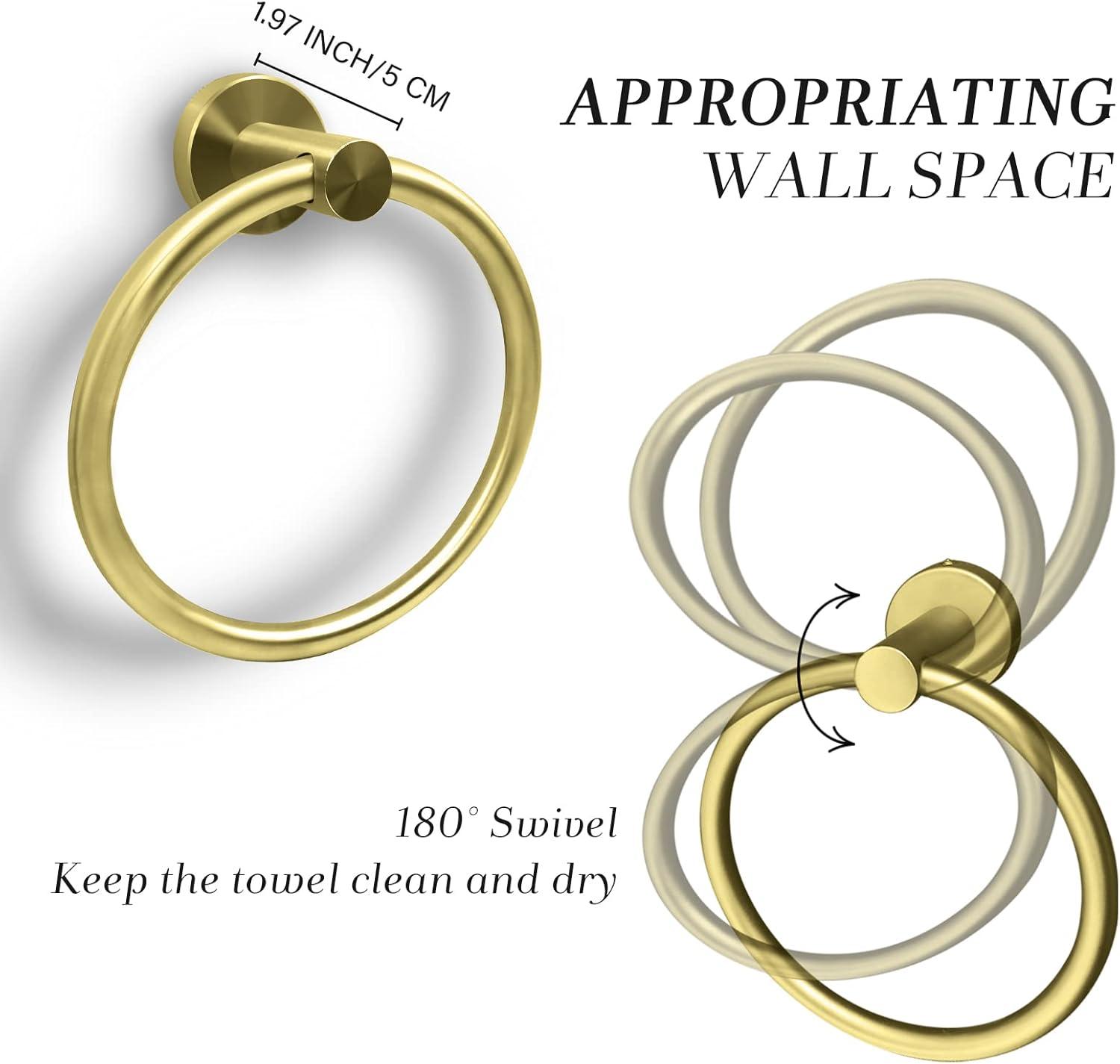 ¡Vuelta a la Escuela! Toallero de Baño, Barras para Toallas de Baño, Estante para Toallas, Organizador de Toallas de Baño Montado en la Pared, Anillo de Toalla de Mano, Toalla de Baño Redonda, Toalla de Montaje en Pared de Acero Inoxidable 304 para Cocina y Baño