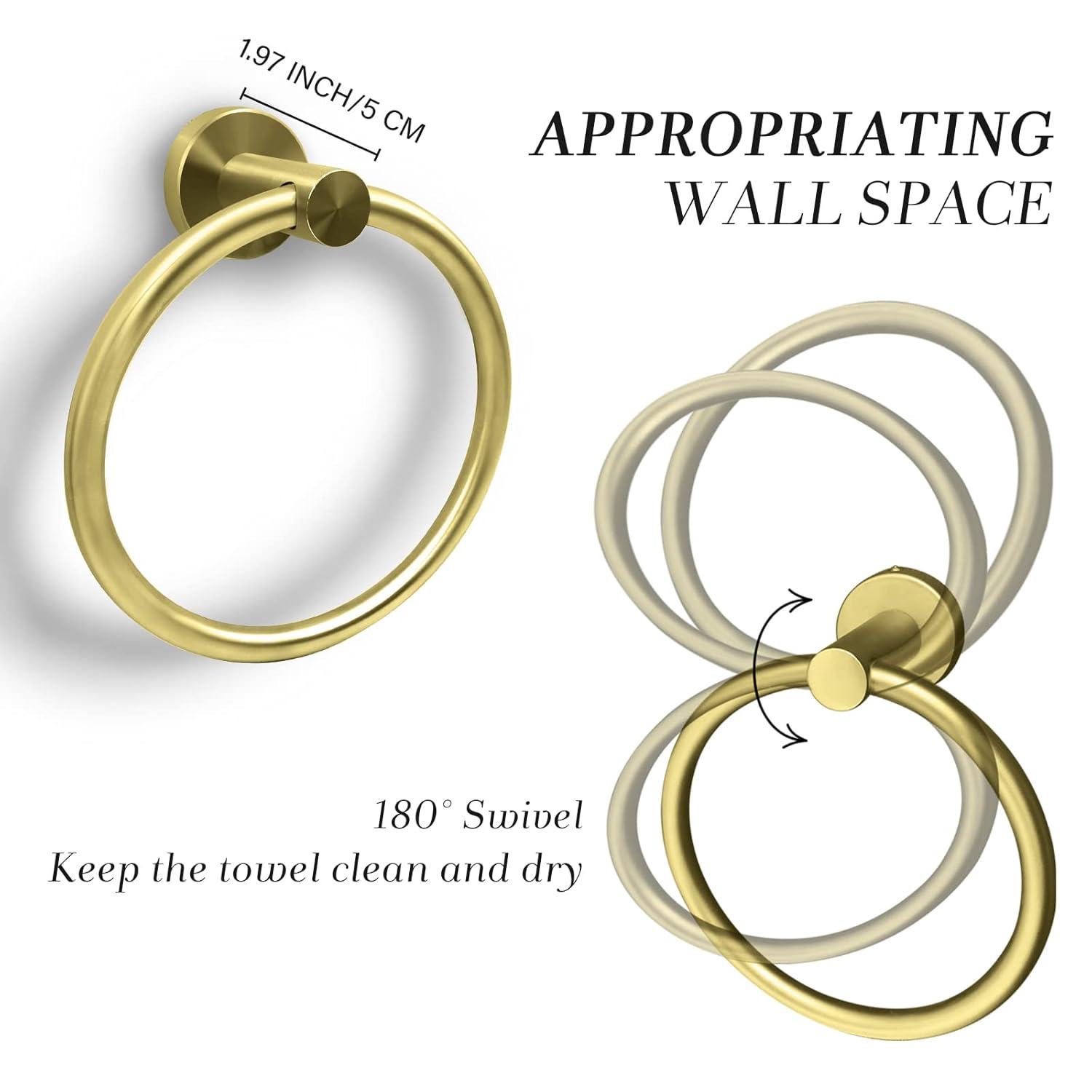 ¡Vuelta a la Escuela! Toallero de Baño, Barras para Toallas de Baño, Estante para Toallas, Organizador de Toallas de Baño Montado en la Pared, Anillo de Toalla de Mano, Toalla de Baño Redonda, Toalla de Montaje en Pared de Acero Inoxidable 304 para Cocina y Baño