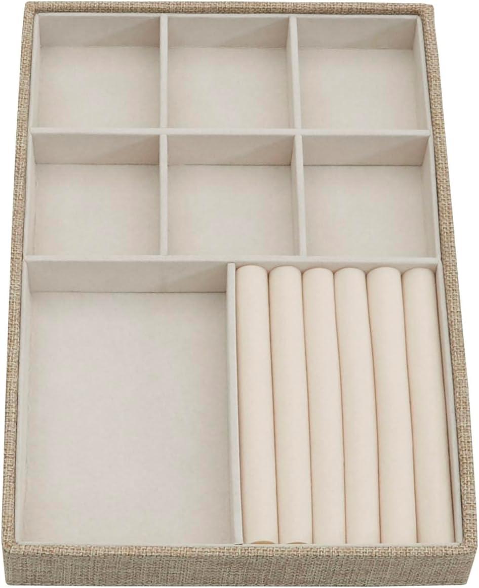 Household Essentials 3pc Stacking Jewelry Trays Graphite Linen: Stackable Jewelry Organizer & Storage, Gray, Adult Use