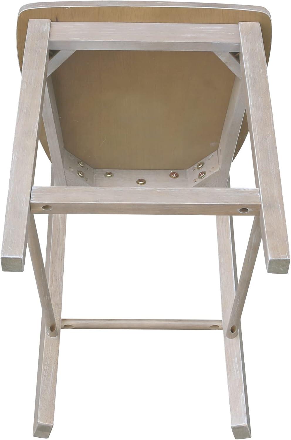 International Concepts 24" Madrid Counter Height Barstool Washed Gray/Taupe : Hardwood Ladder-Back, Spot Clean