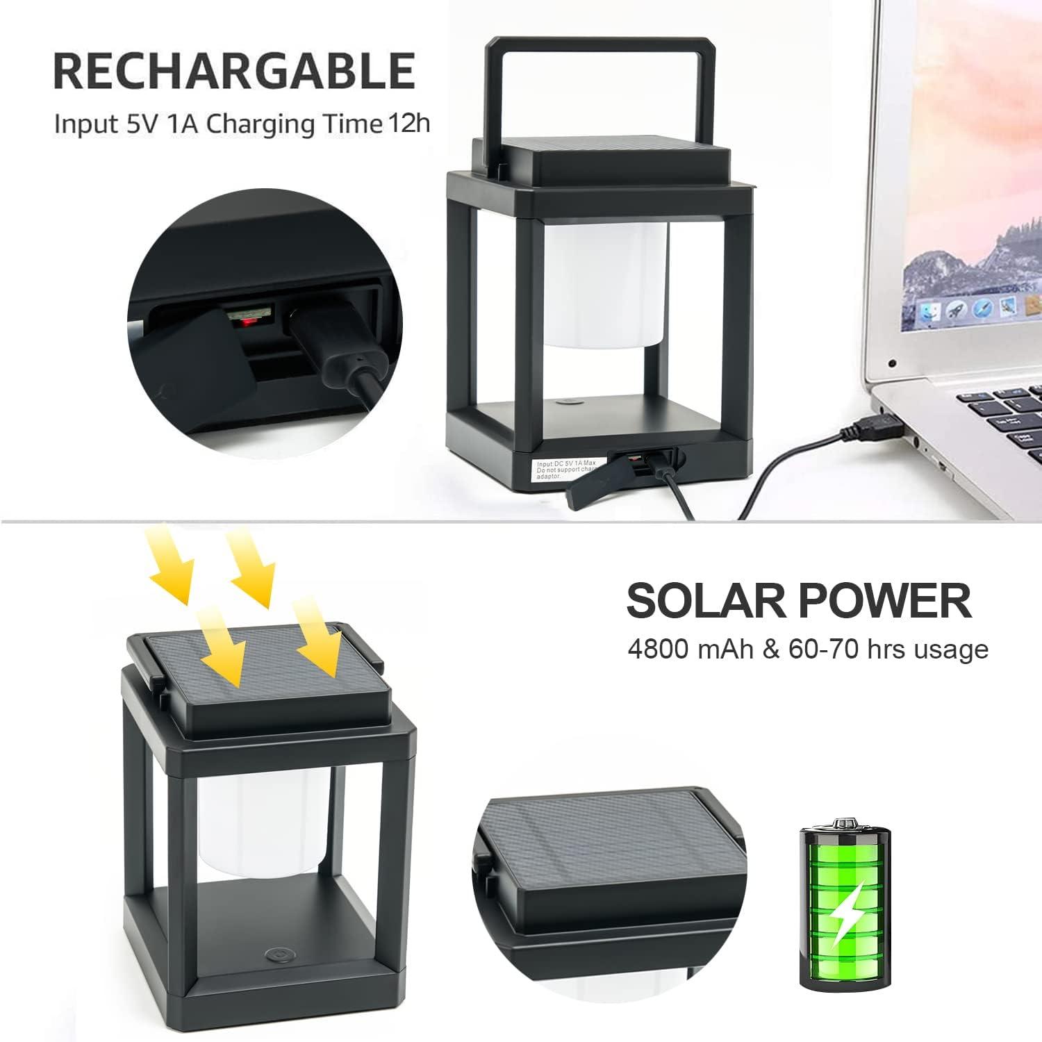 Factory Direct Wholesales NN Outdoor Table Lamp, LED Solar Outdoor Lantern, Portable Rechargeable Solar Lamp Waterproof, Touch Control Outdoor Lamps Cordless Lights Decorative For Patio Family Camp/ Reading/ Camping