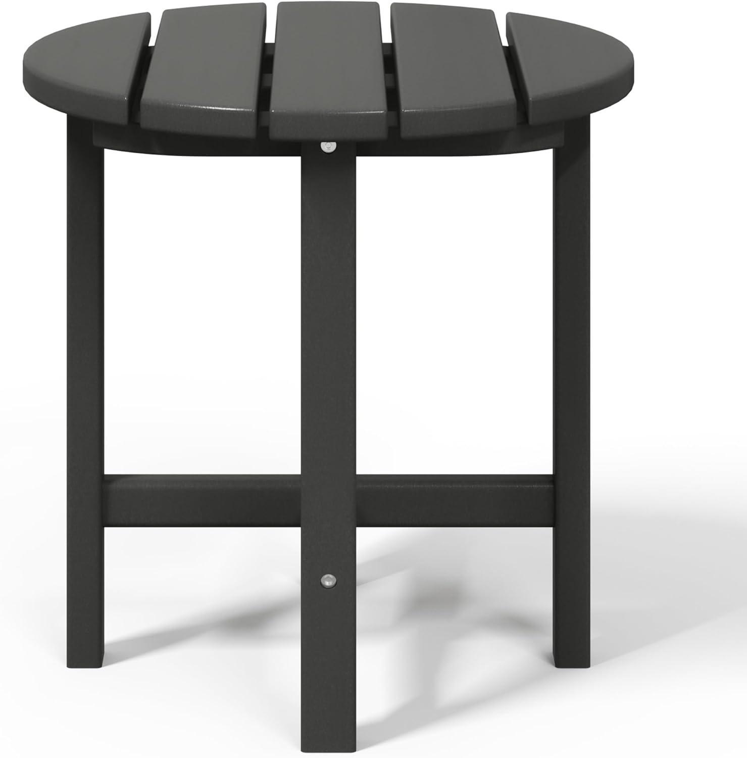 WestinTrends All-Weather Outdoor Patio Round Poly Adirondack Side Table, Gray