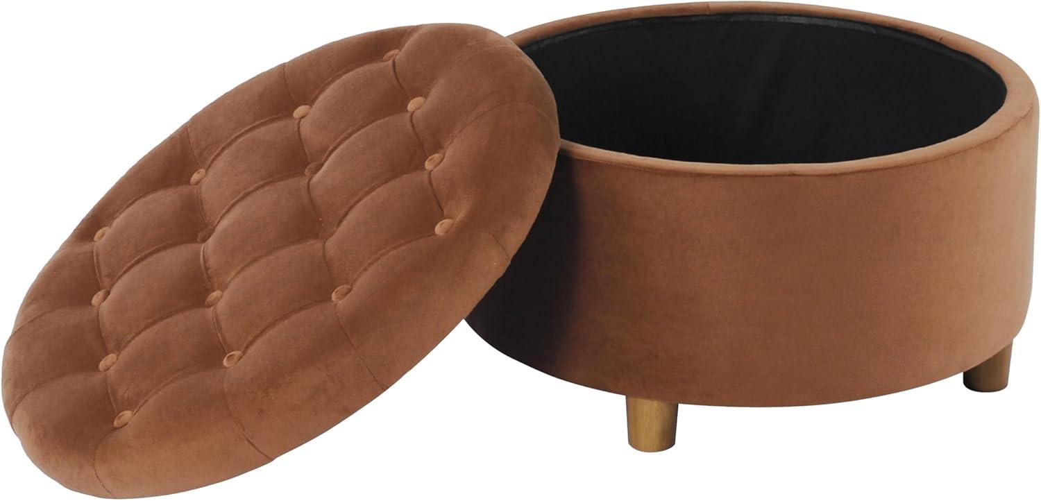 Tufted Round Storage Ottoman Spice Velvet - HomePop