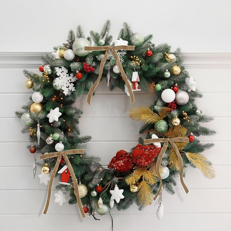 SIMISI RIBBON 24 Pcs Velvet Christmas Tree Bows Door Garland Decor Vintage Wreath Bow (3/8'' Wide, 5 * 7 inch)