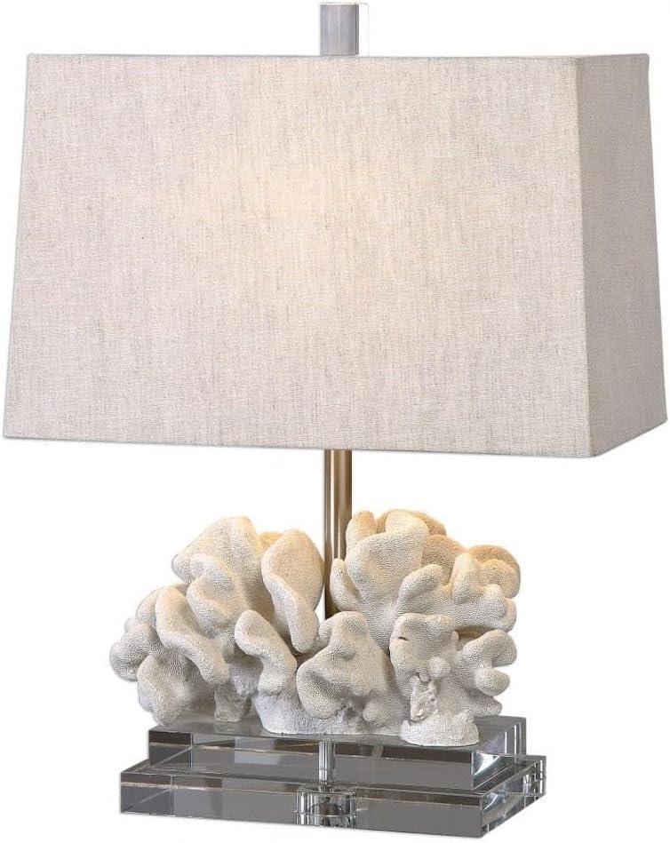 Uttermost Coral Resin and Iron Sculpture Table Lamp in Ivory and Beige