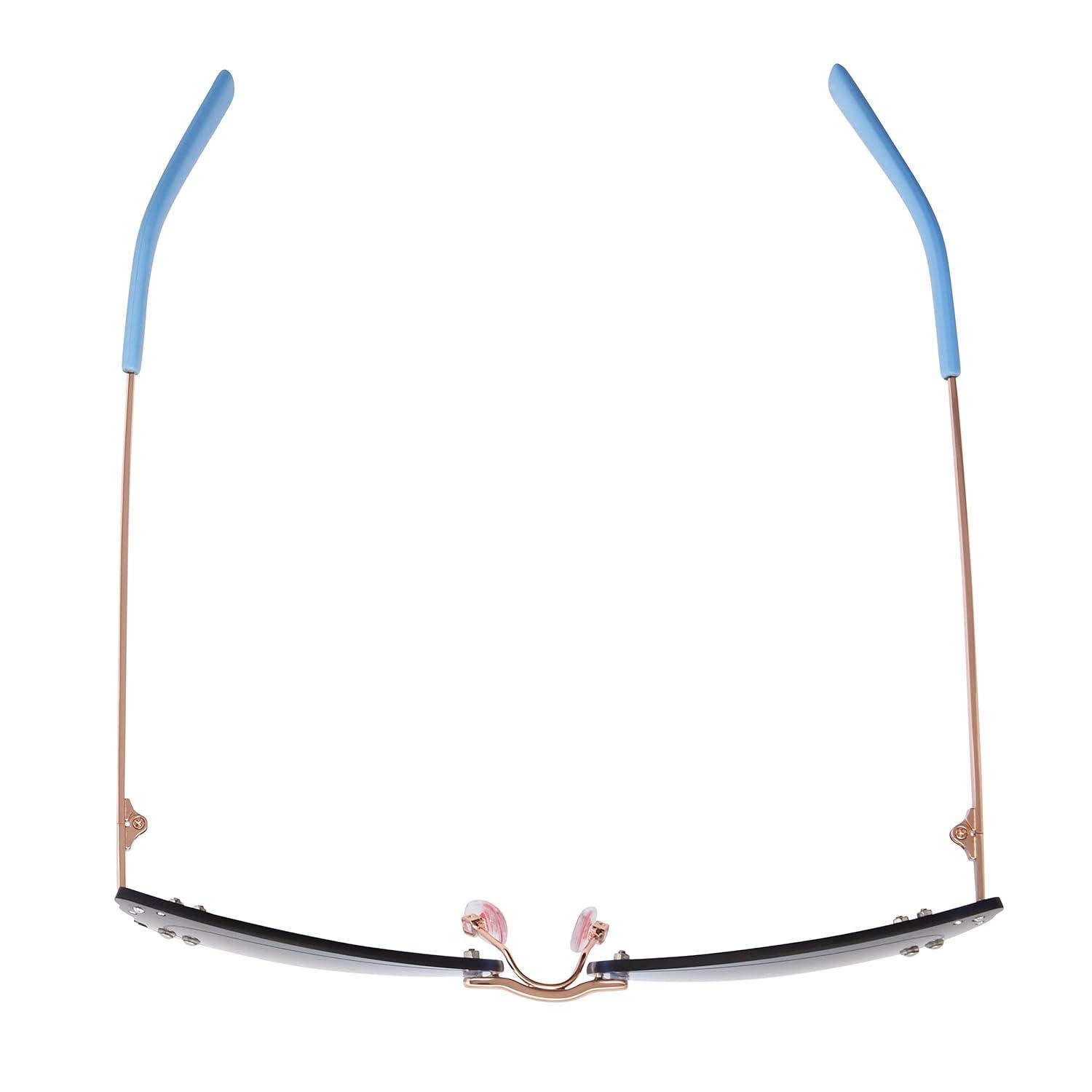 Blue Butterfly Metal Frame Sunglasses with Gradient Lenses