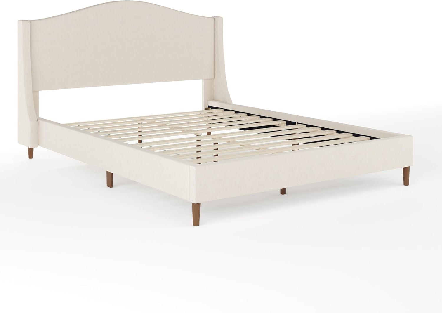 Martha Stewart Amelia Upholstered Platform Bed With Curved Headboard