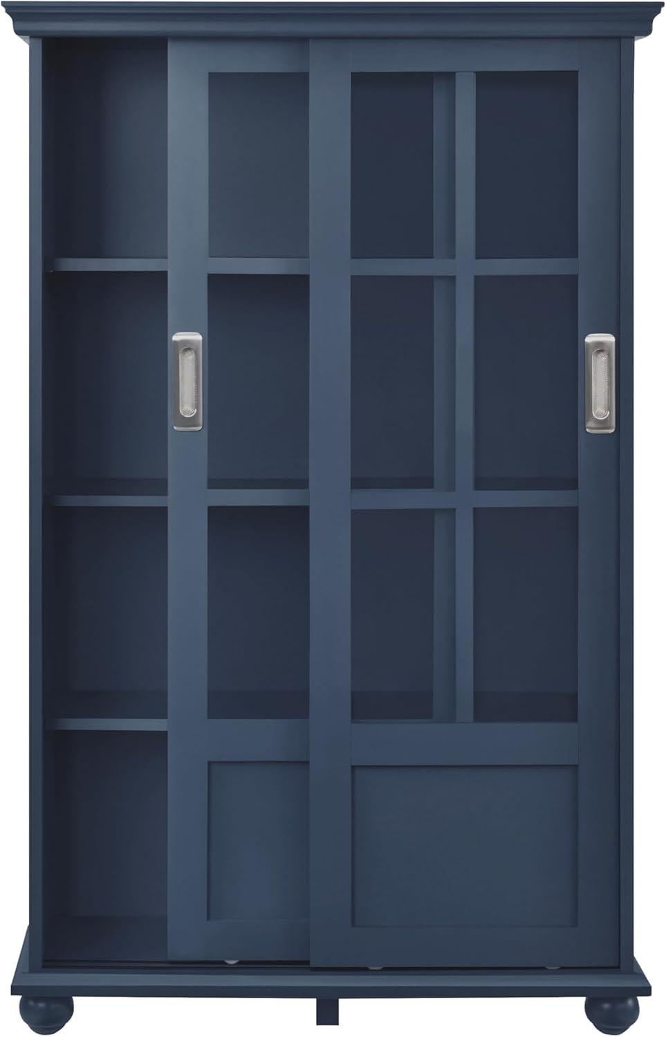 Ameriwood Home Aaron Lane Bookcase with Sliding Glass Doors, Blue