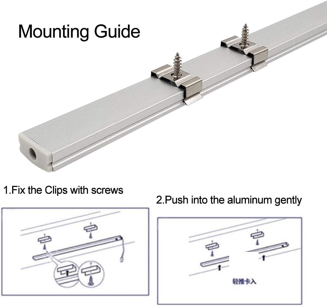 HAMRVL 6-Pack 30cm/1ft 17.2x7mm Led Aluminum Channel System U Shape with Cover, Led Strip Light Diffuser with White End Caps and Mounting Clips Accessories for Under Counter Light Fixture for Indoor