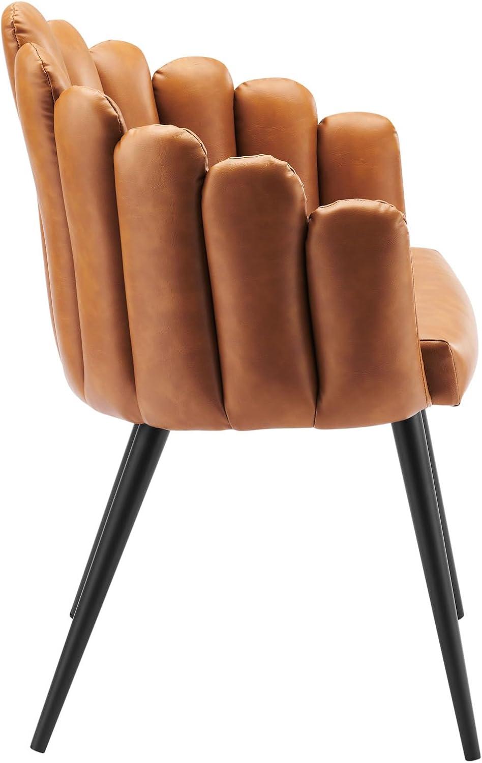 Modway Vanguard 19.5" Scalloped Back Velvet Dining Chair in Black/Charcoal