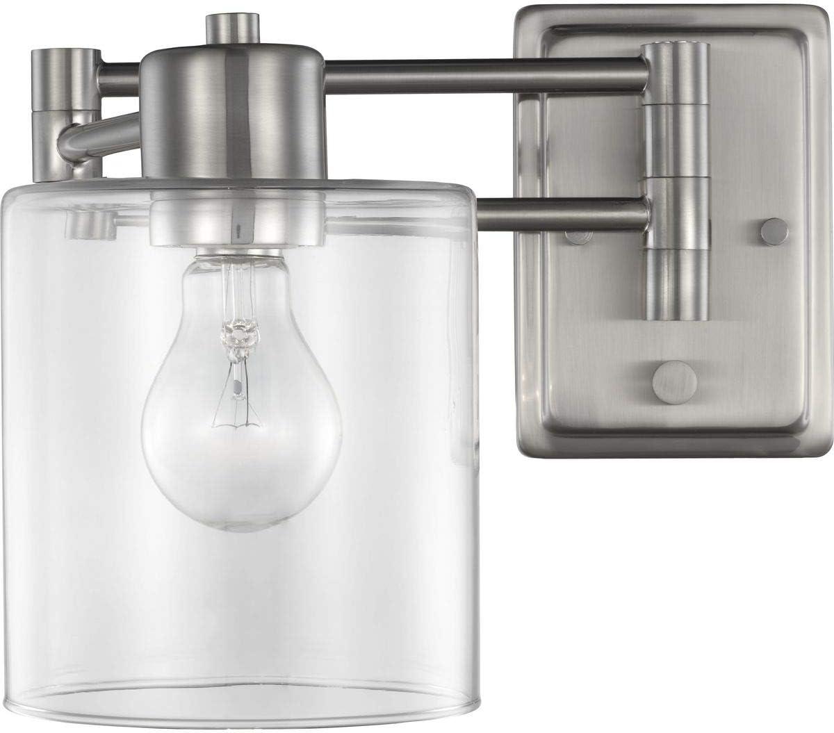 Progress Lighting Milner 1-Light Wall Bracket, Brushed Nickel, Clear Glass Shade