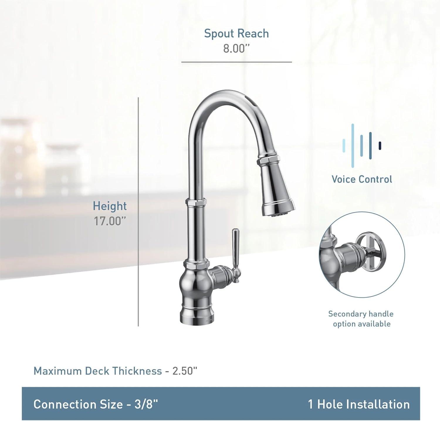 Paterson Smart Faucet Touchless Pull-Down Sprayer Kitchen Faucet with Voice and Motion Control