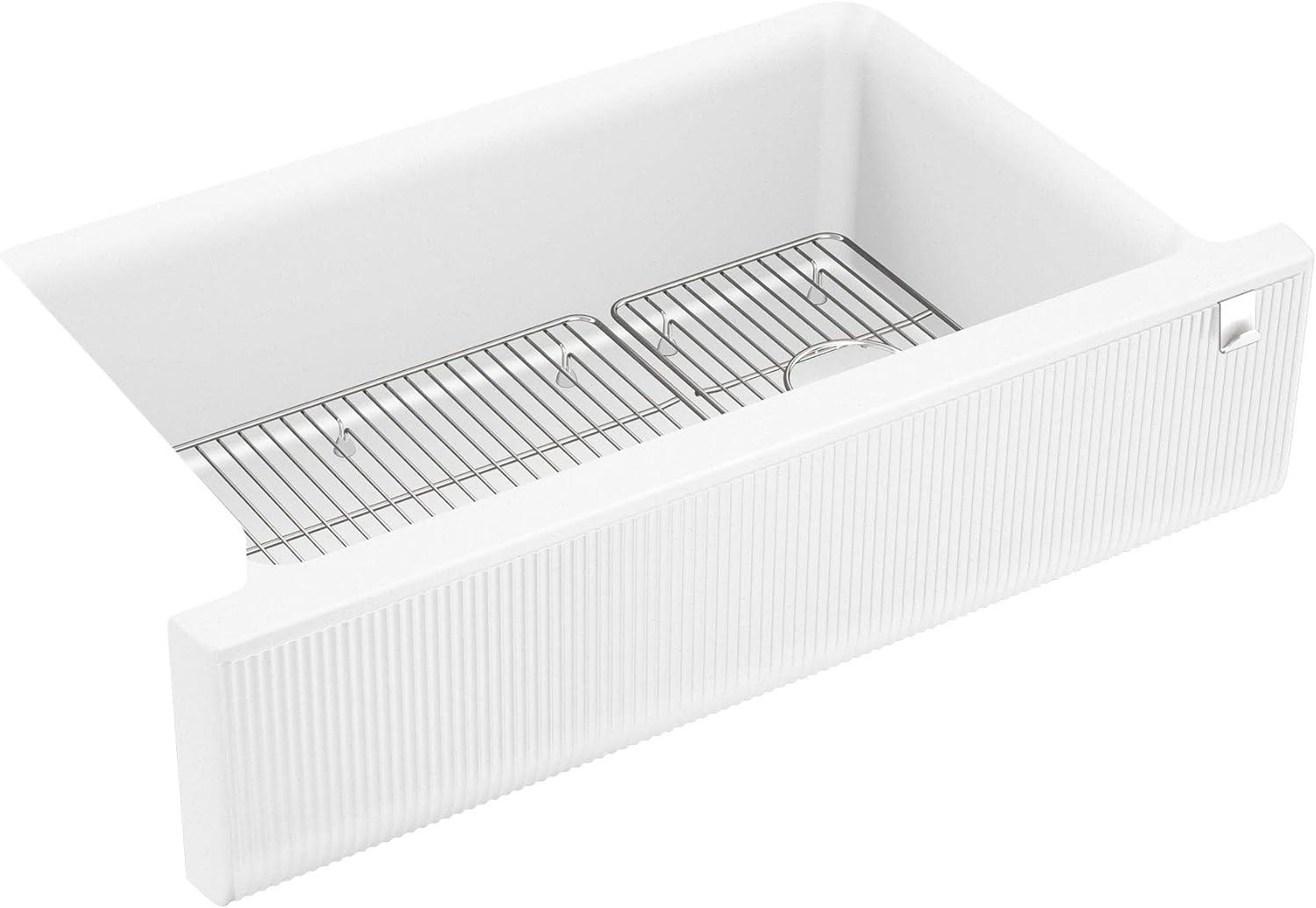 Cairn Undermount Single-Bowl Farmhouse Kitchen Sink with Fluted Design