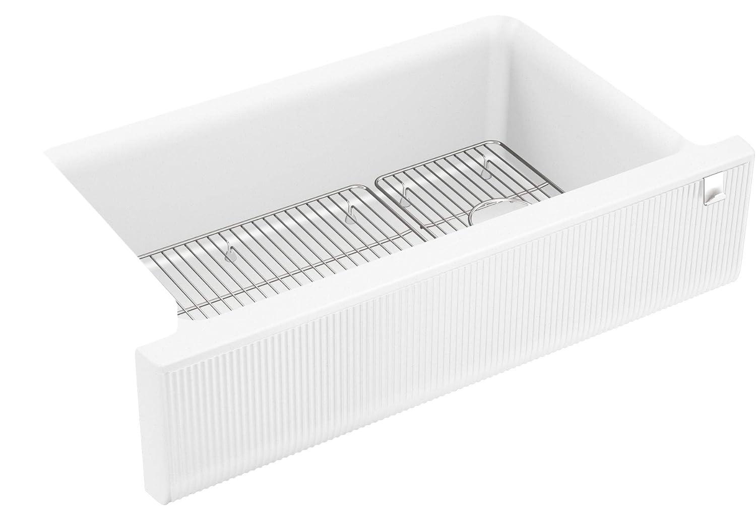 Cairn Undermount Single-Bowl Farmhouse Kitchen Sink with Fluted Design